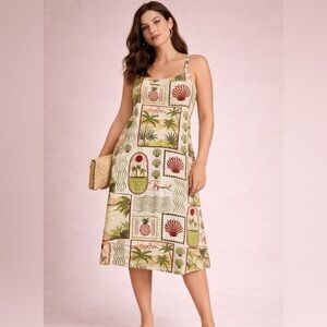 C&C California Tropical Linen Dress